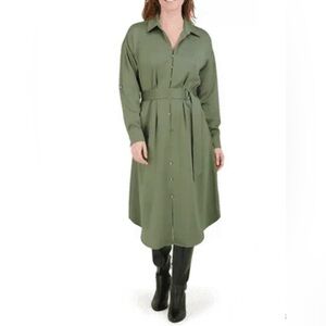 French Connection Sage‎ Green Long Sleeve Dress Size: XXL
